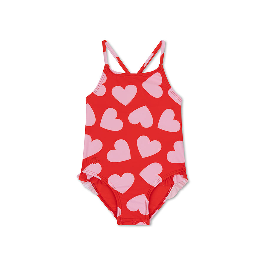 Swim Essentials Swimsuit Girls - Red - Hearts
