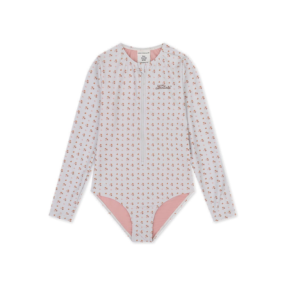 Swim Essentials Uv Swimsuit Girls With Long Sleeves - Old Pink - Cozy Hearts