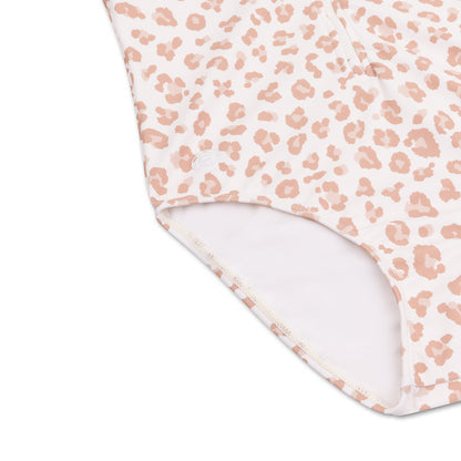 Swim Essentials Swimsuit Girls With Short Sleeves - Beige - Leopard
