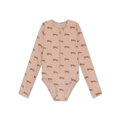 Swim Essentials Uv Бански костюм за момичета с ръкави - Кафяв - Роумър