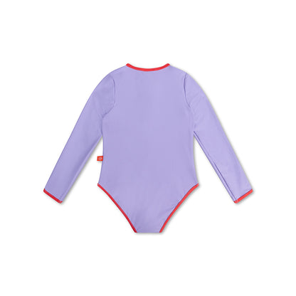 Swim Essentials Uv Swimsuit Girls With Sleeves - Purple - Pure Tones