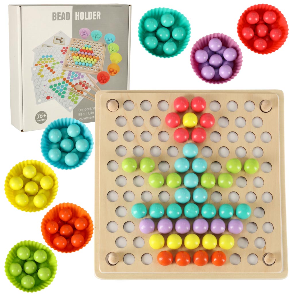 Puzzle éducatif en mosaïque de boules de perles Montessori 77el.