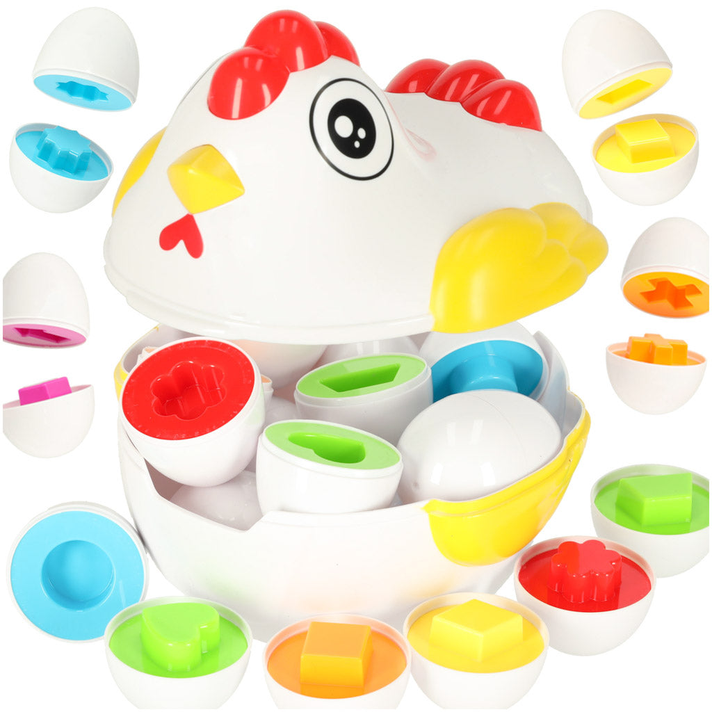Puzzle Educativ Sortare Forme de Chibrit Ouă 12 Buc Găină.
