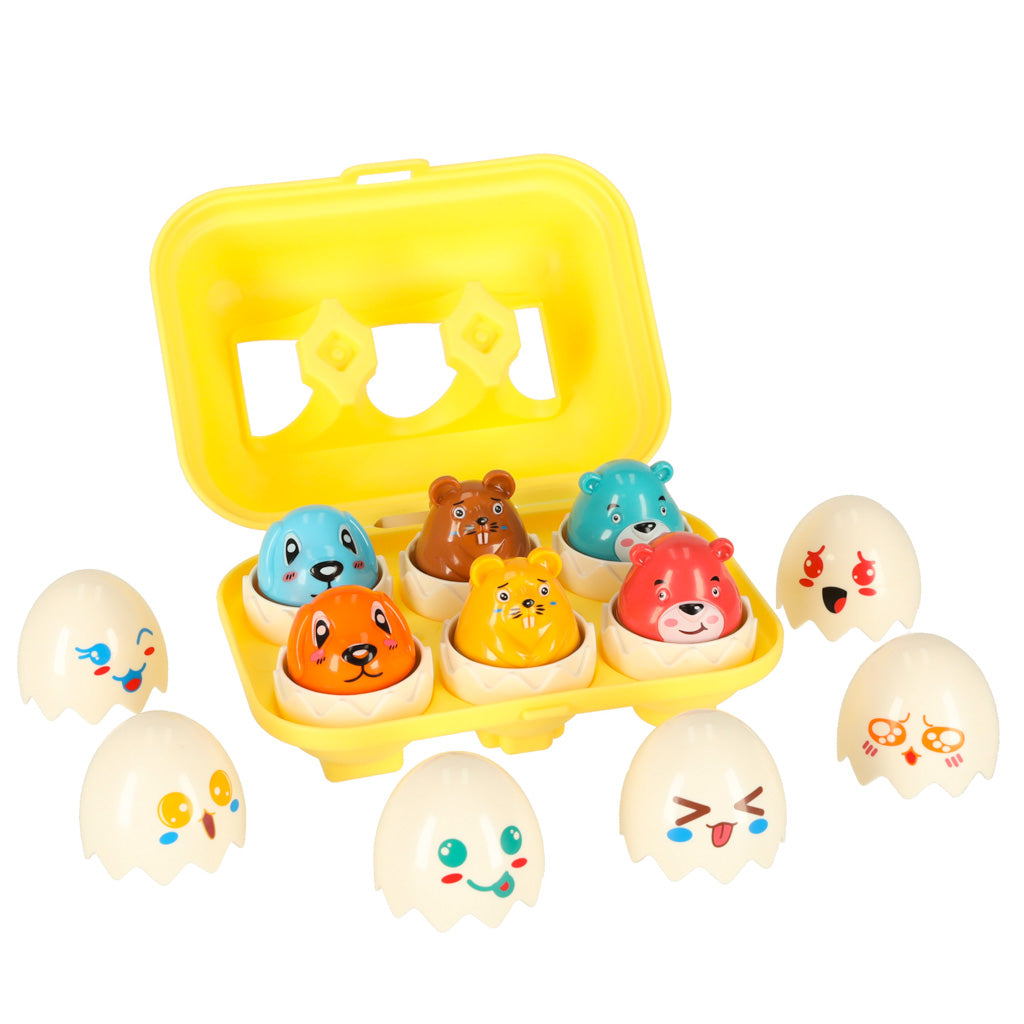 Educational Puzzle Sorter Match Shapes Eggs Montessori Animals 6 Pcs