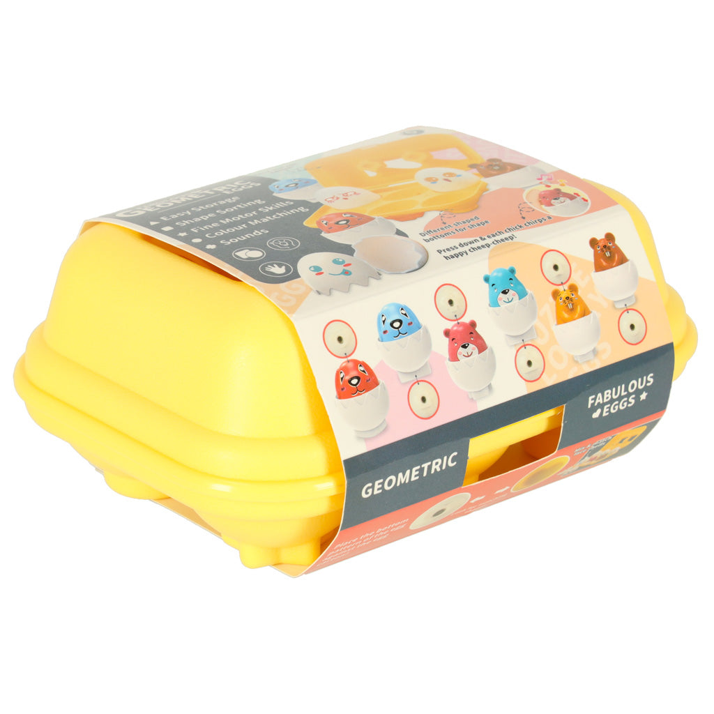 Educational Puzzle Sorter Match Shapes Eggs Montessori Animals 6 Pcs