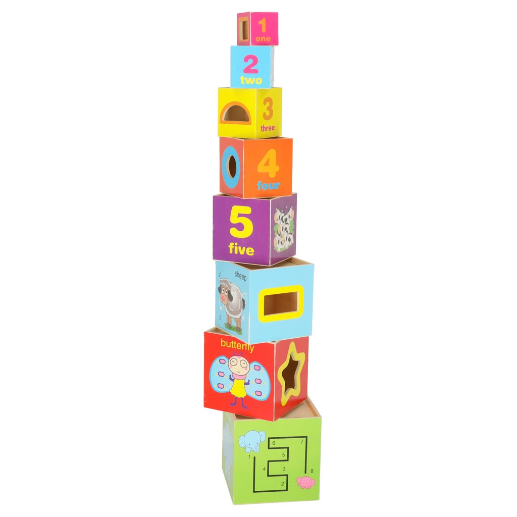 Educational Wooden Tower Sorter Shapes Learning To Count 71cm Xxl
