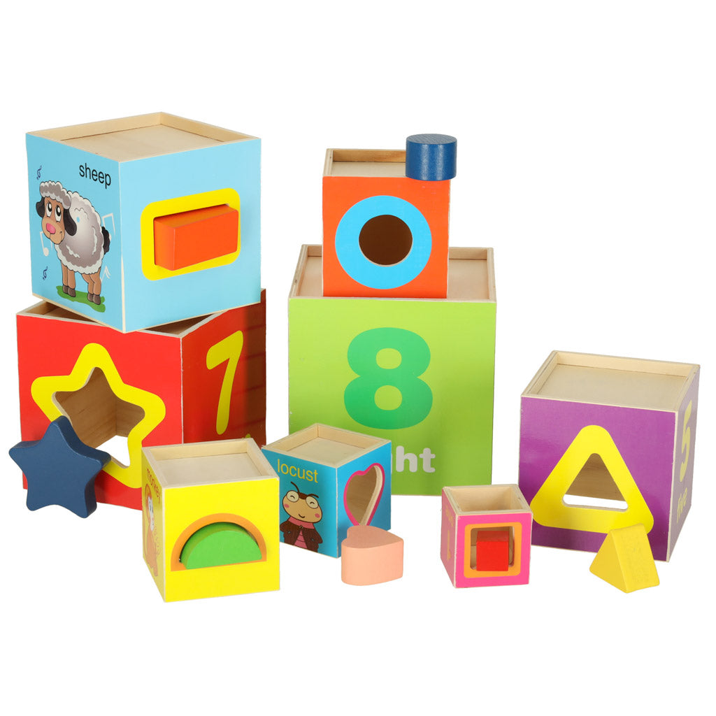 Educational Wooden Tower Sorter Shapes Learning To Count 71cm Xxl