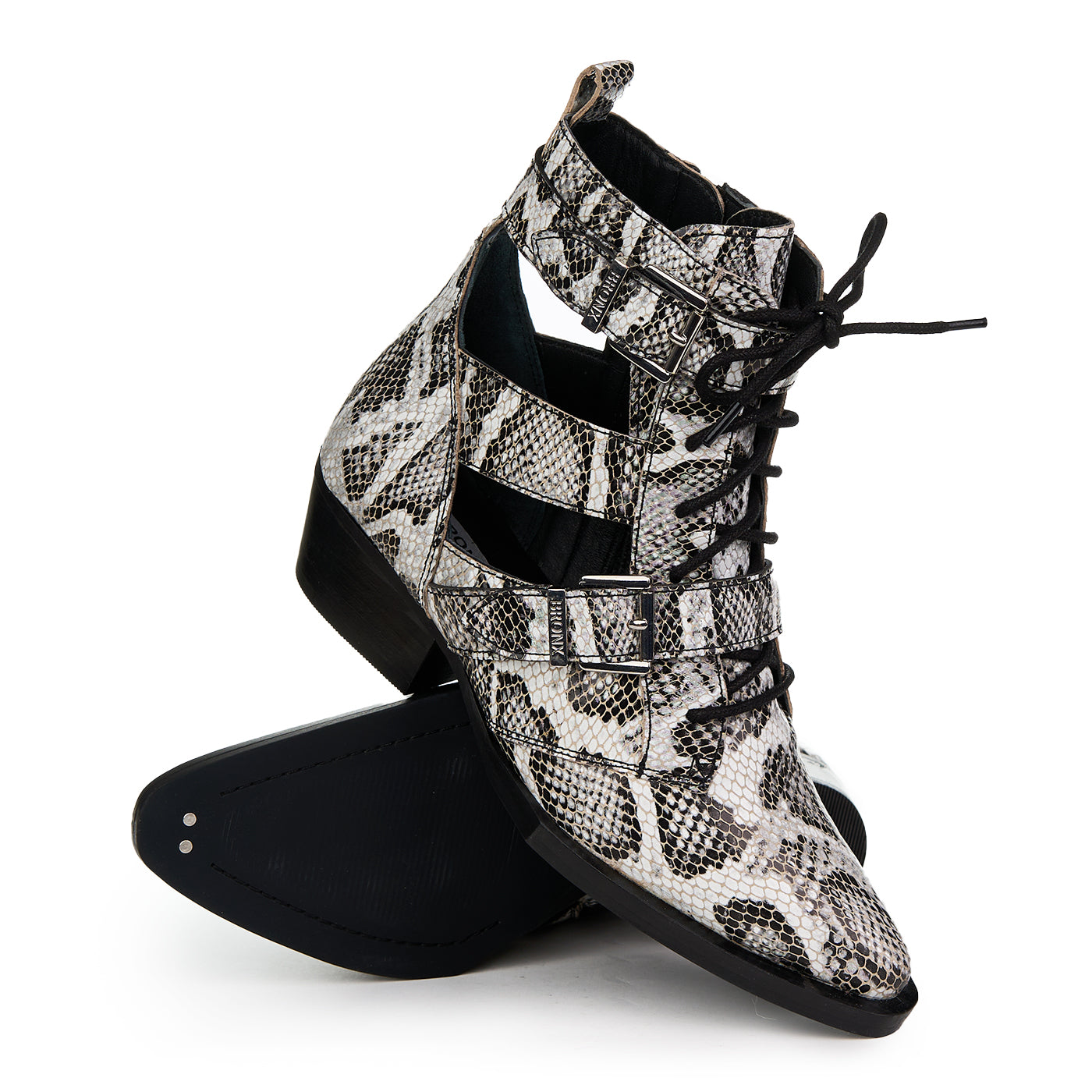 Bottines Bronx Jacky Jo en cuir véritable zln 0748