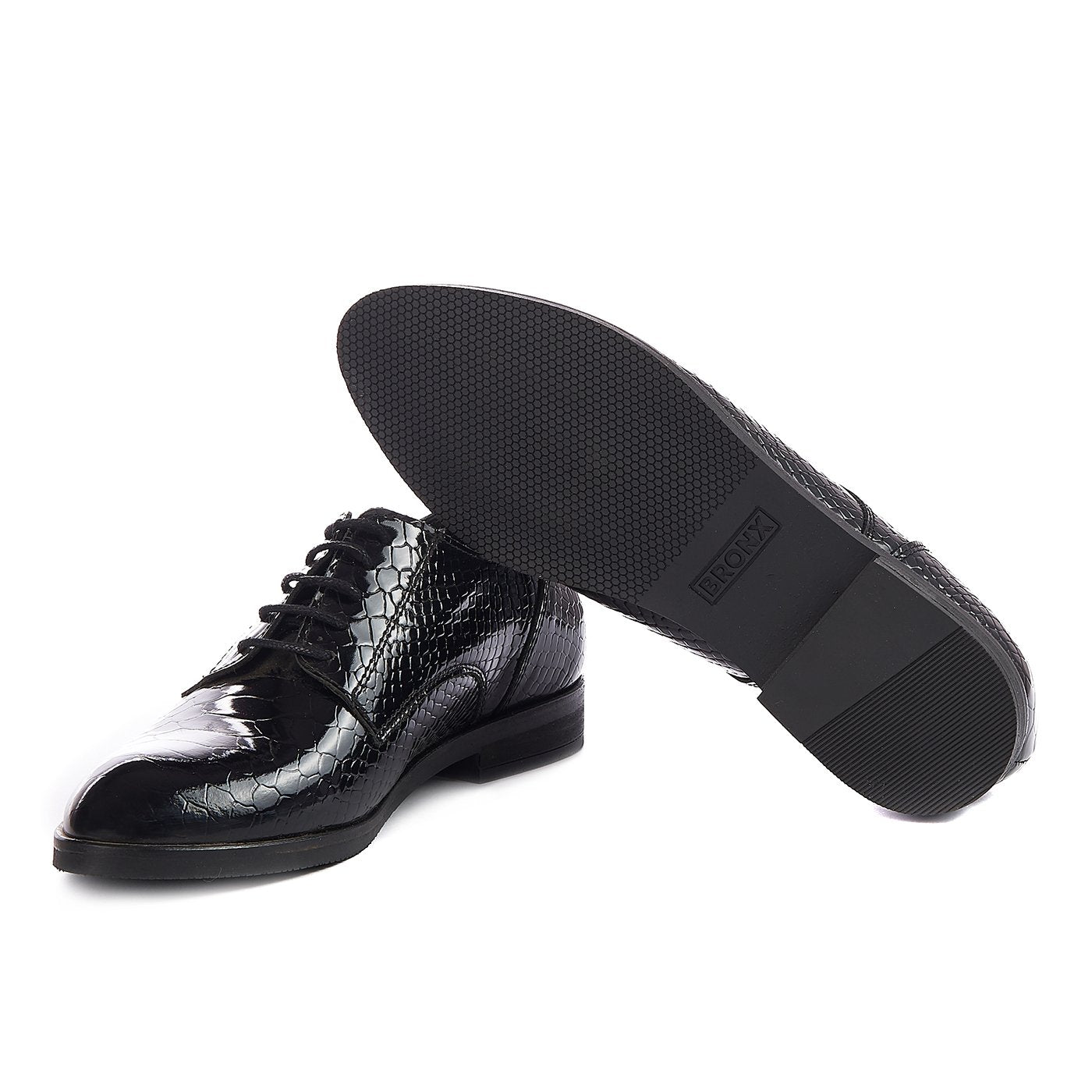 Bronx shoes shiny natural leather black - 40