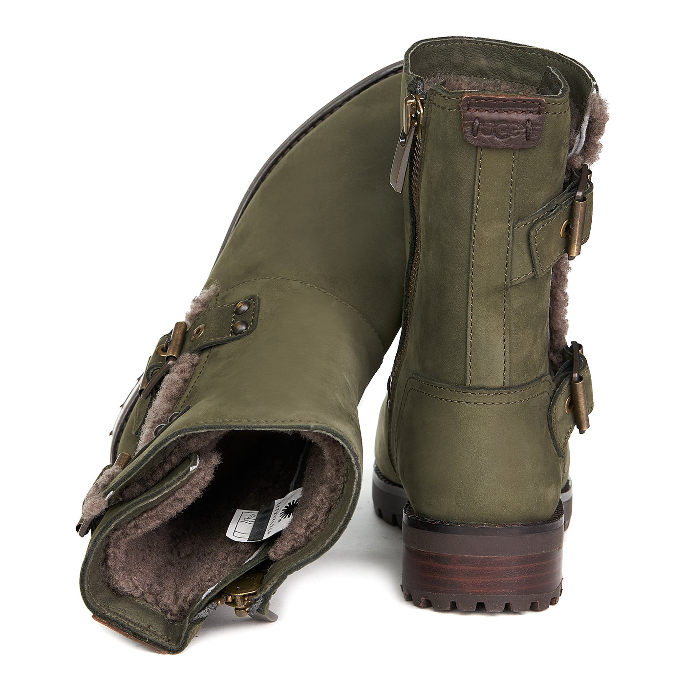 Ugg Niels/sla Čižmy s khaki podšívkou z prírodnej kože