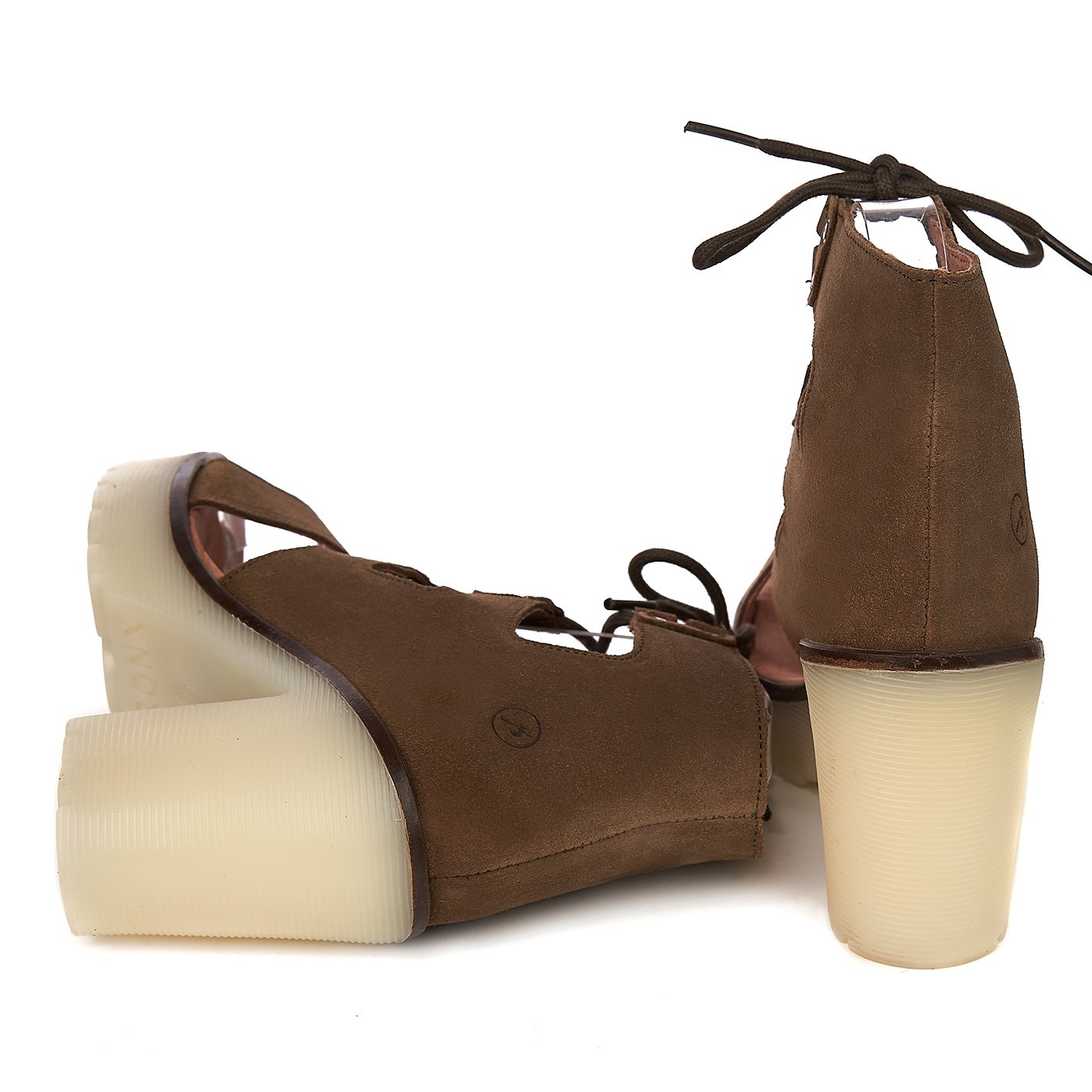 Bronx sandals in khaki genuine leather with platform - 40