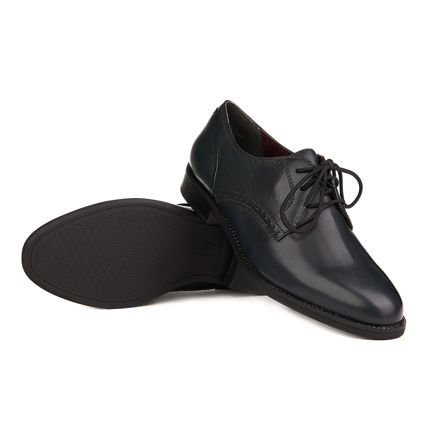 Tamaris Oxford Shoes Natural Leather Navy Blue