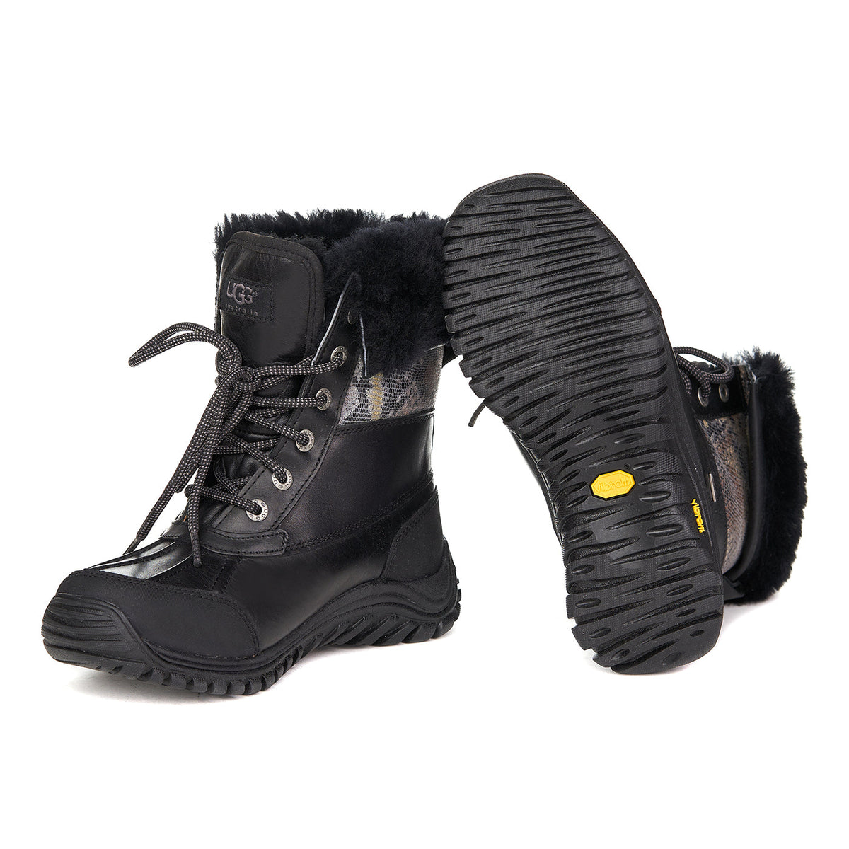 Ugg Adirondack Ii Buataisí Sneachta Snake Fíor Leathar Fur Lined