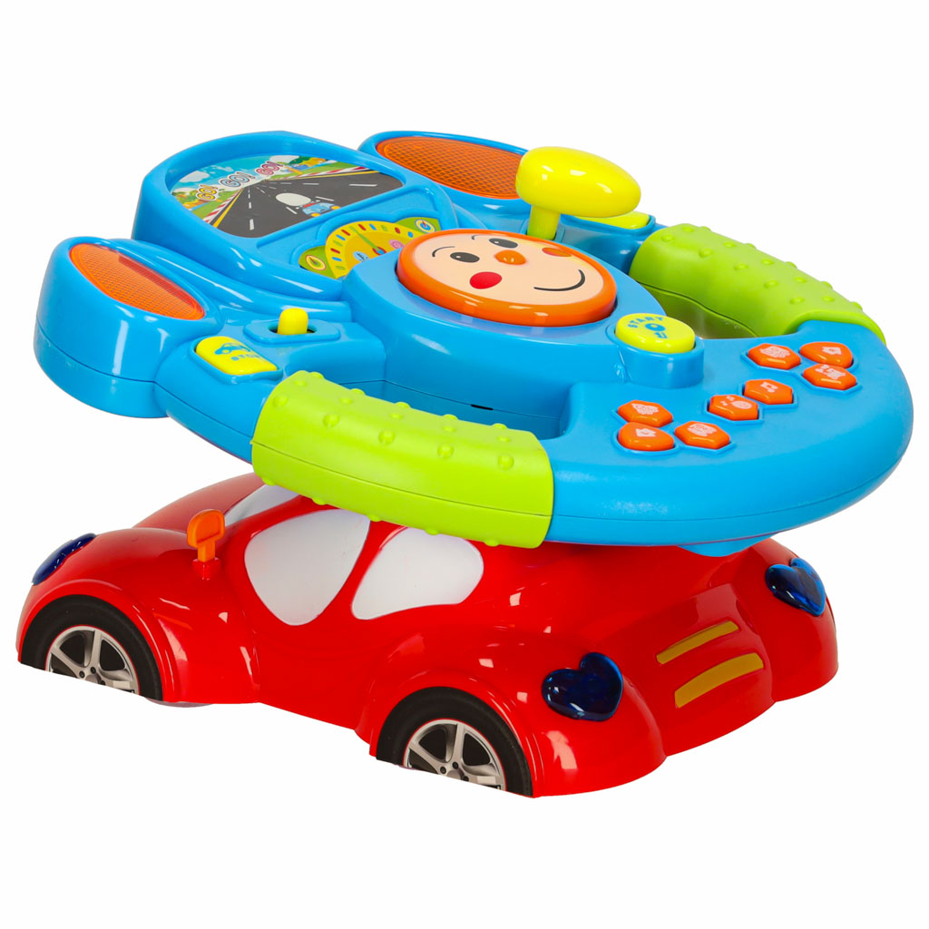 Toy Interactive Steering Wheel For Kids Simulator Music Sounds Lights Projector