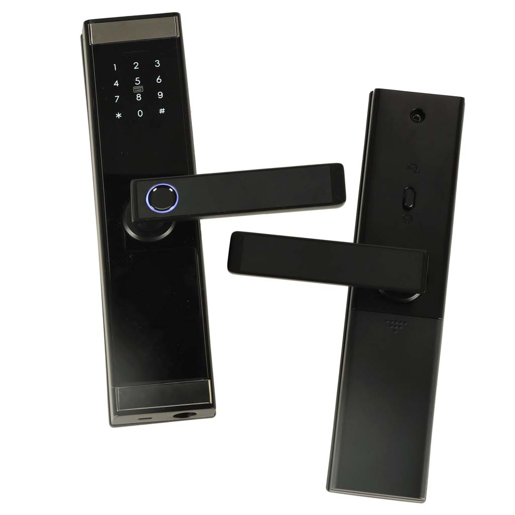 Fingerprint Code Combination Door Handle Card Black