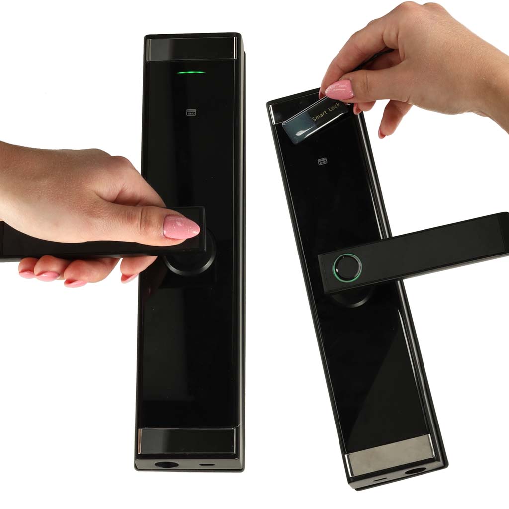 Fingerprint Code Combination Door Handle Card Black