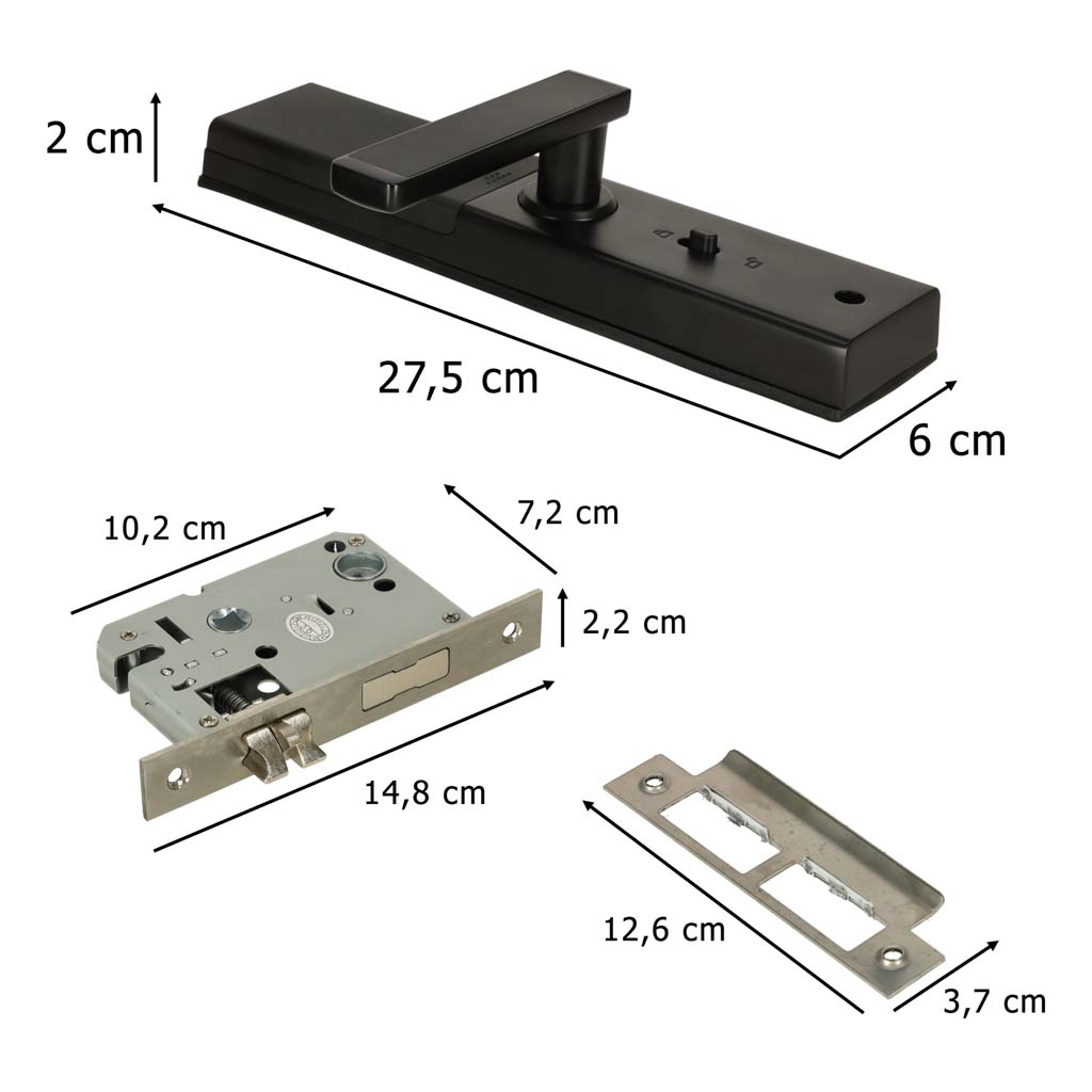 Fingerprint Code Combination Door Handle Card Black