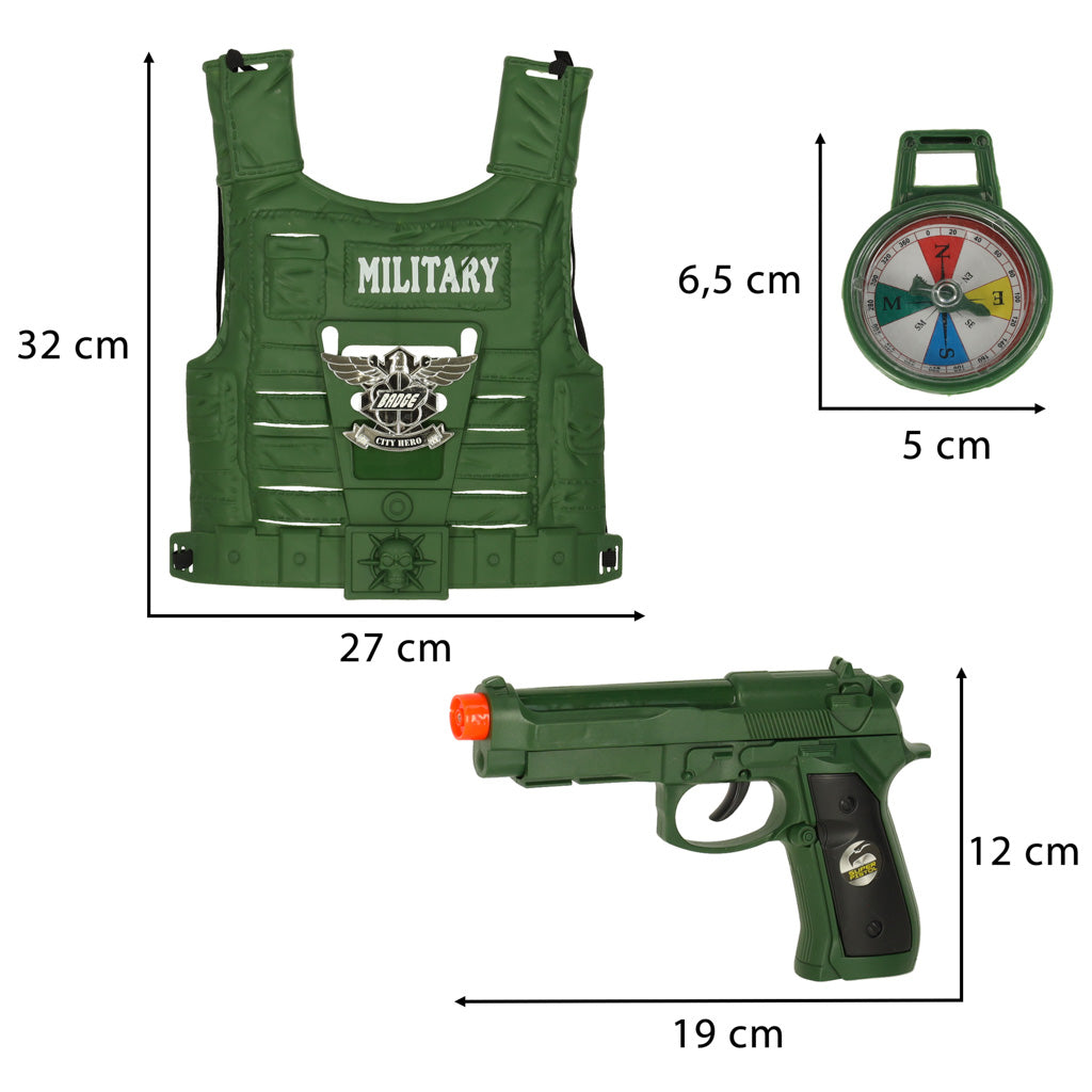 Military Outfit Set Vest Rifle Binoculars