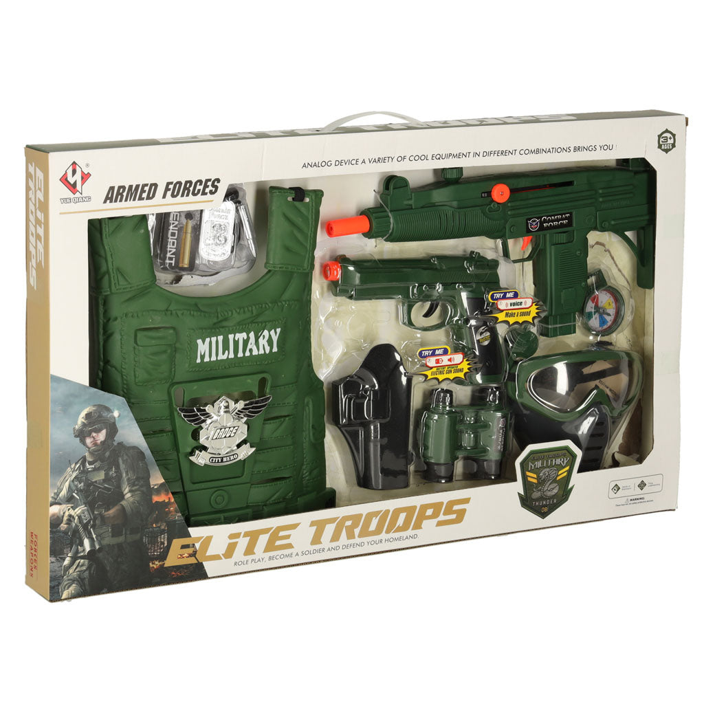 Military Outfit Set Vest Rifle Binoculars