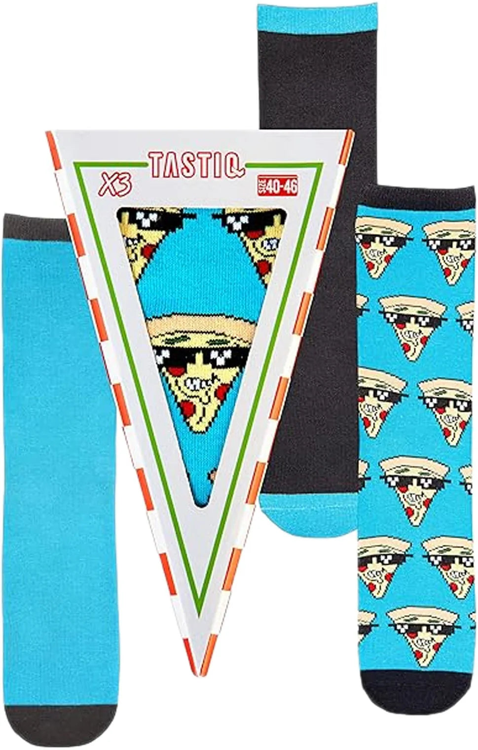 Meias Tastic Unissex Meias 3 unidades Pizza Giftbox Azul