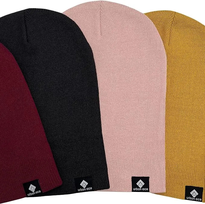 Gorro de invierno para niños Urban Ace Jr Gorros con puños de algodón Rosa