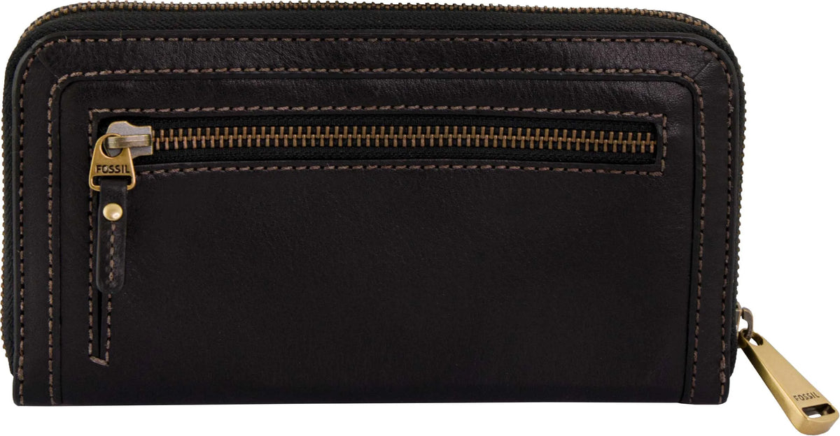 Dámská peněženka Fossil Wmns Leather Wallet Vri Zip Clutch Black