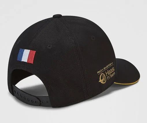 Haas reh f1 fw gr caipín tiománaí dubh