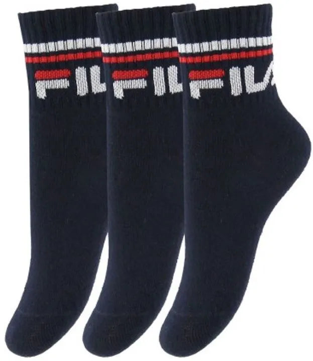 Fila Quarter 3er-Pack Kindersocken Marineblau 31-34