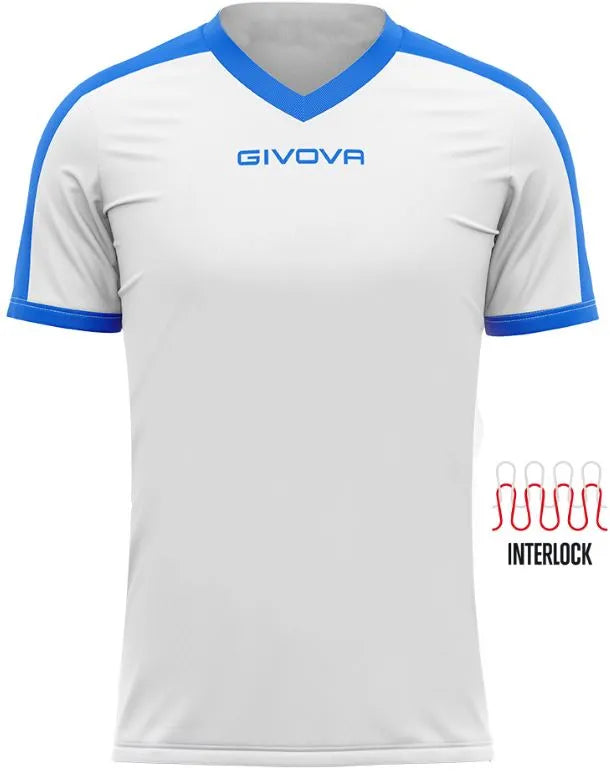 T-shirt sportiva Givova Revolution Bianco-Bianco royal