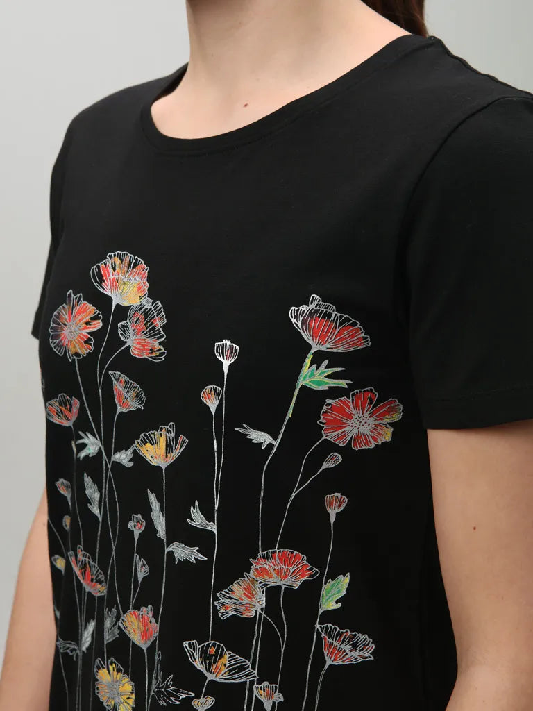 Dames T-shirt Loap Abonie Zwart