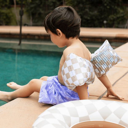 Swim Essentials Arm Bands - Beige - Checkmate