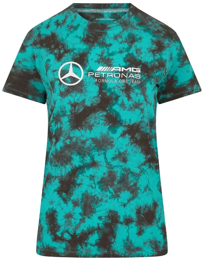 Camiseta Feminina Mercedes Wmns Mapf1 Fw Tie Dye Camiseta Multicolor Verde
