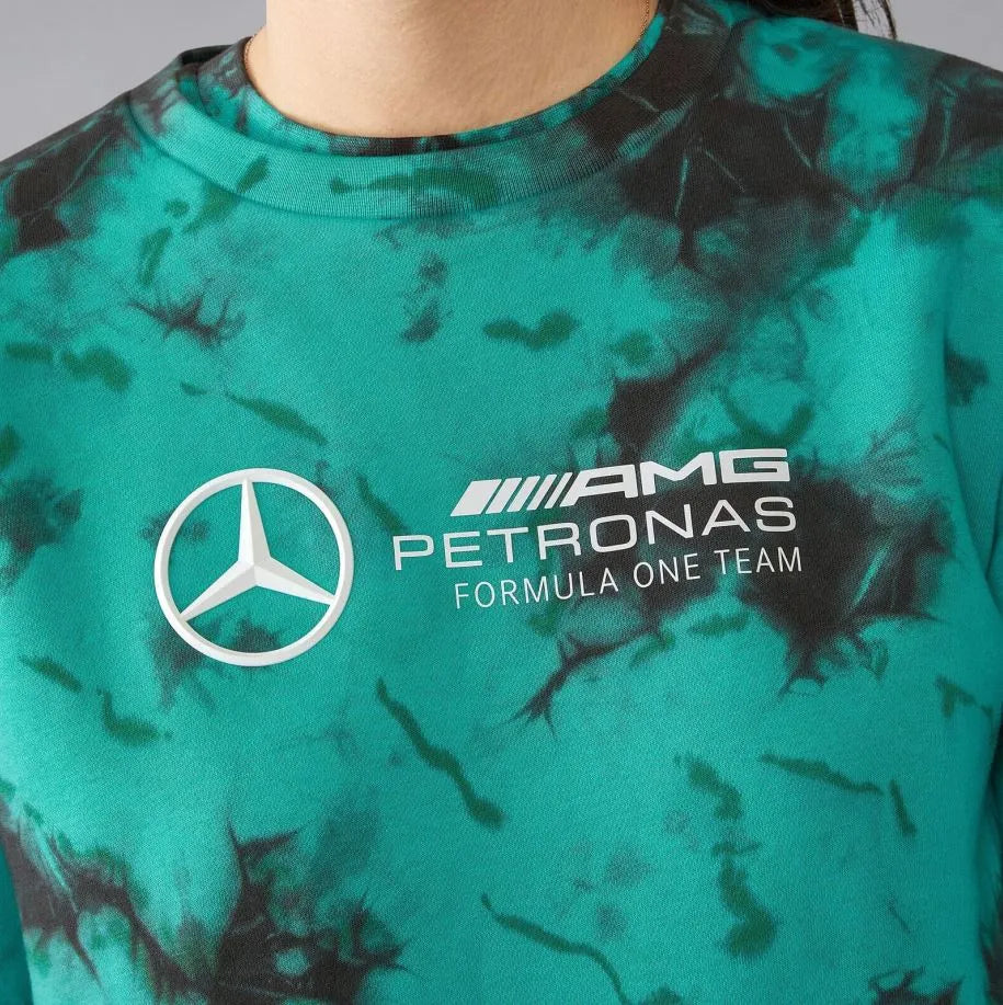 Women's Sweatshirt Mercedes Wmns Mapf1 Fw Tie Dye Crew Neck Sweatshirt Mult Green