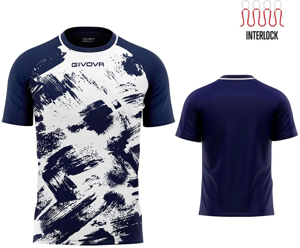 Koszulka sportowa Givova Art Interlock biało-niebieska 2xl