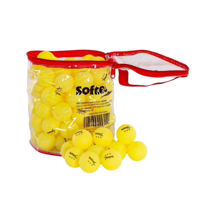 Saco 100 Pp Bolas Ping Pong Softee Rojo ÚNICA