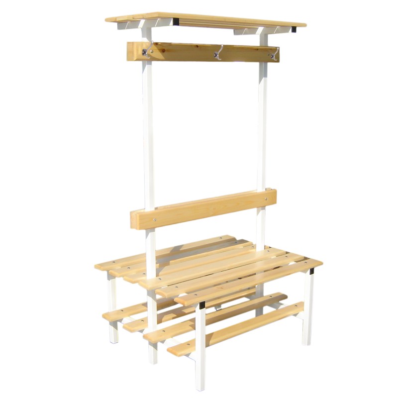 Banco Vestuario Doble Con Zapatillero Percha Y Estante Superior Multicolor