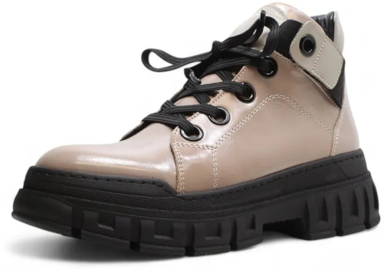 Sapatos femininos de couro nell 157 bege 39