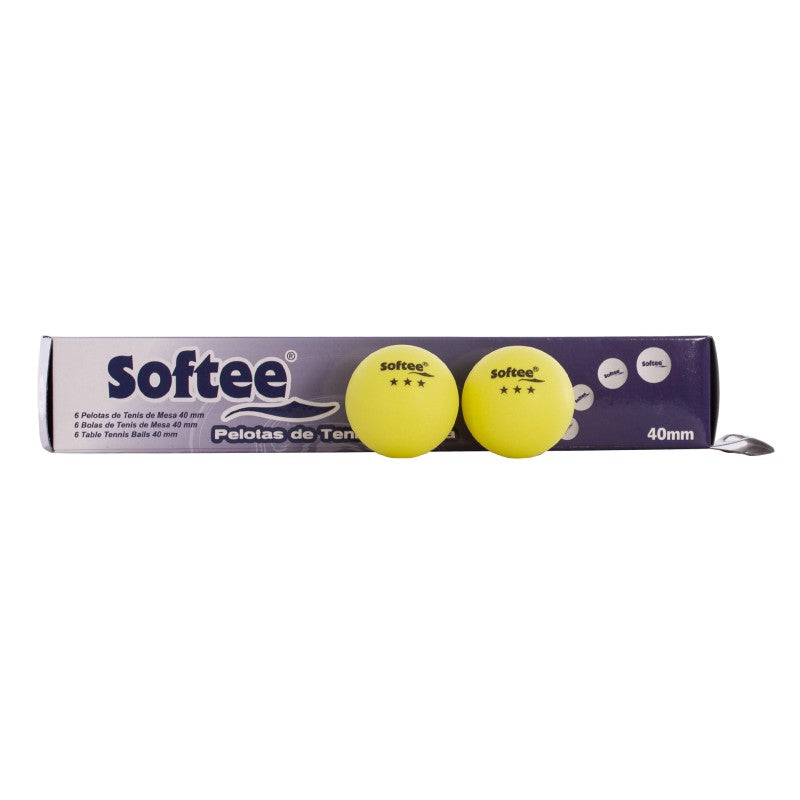 Box 6uds Balls Ping Pong 40mm Softee Naranja