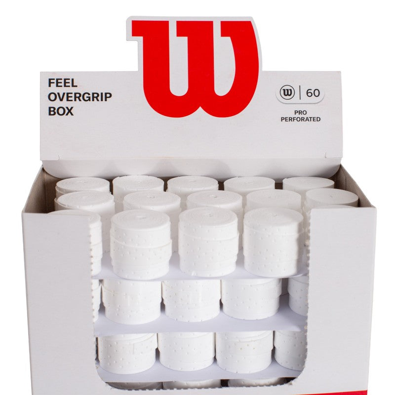 Box Of 60 Perforated Overgrips Wilson White Pro