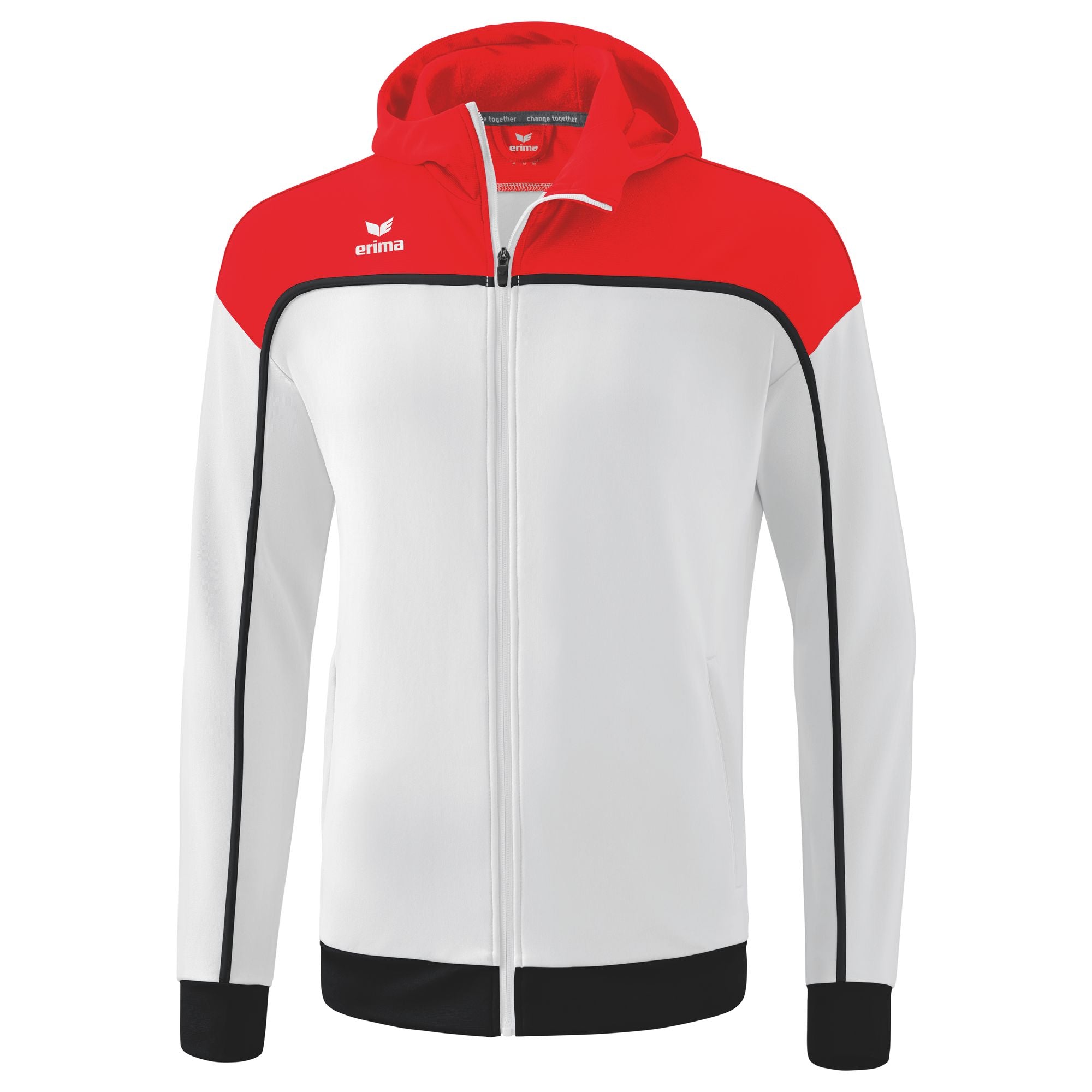 Erima Casaco de treino Change By Erima com capuz branco/vermelho/preto