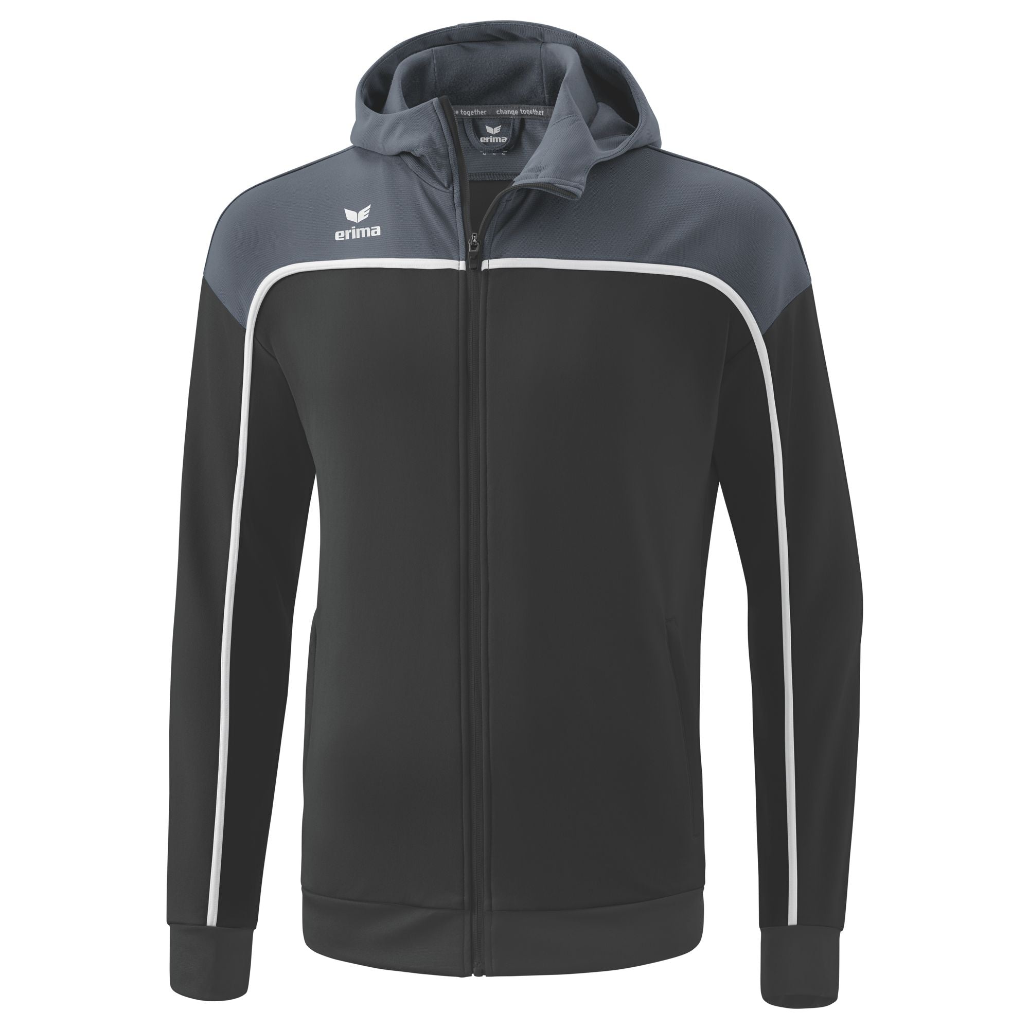 Erima Change By Erima Trainingsjack met capuchon Zwartgrijs/leigrijs/wit