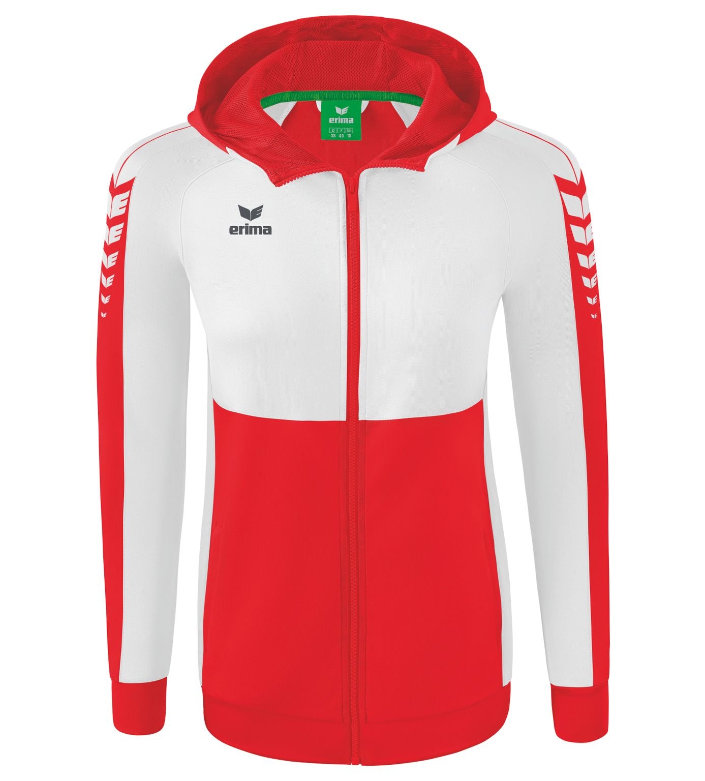Casaco de treino Erima Six Wings com capuz vermelho/branco