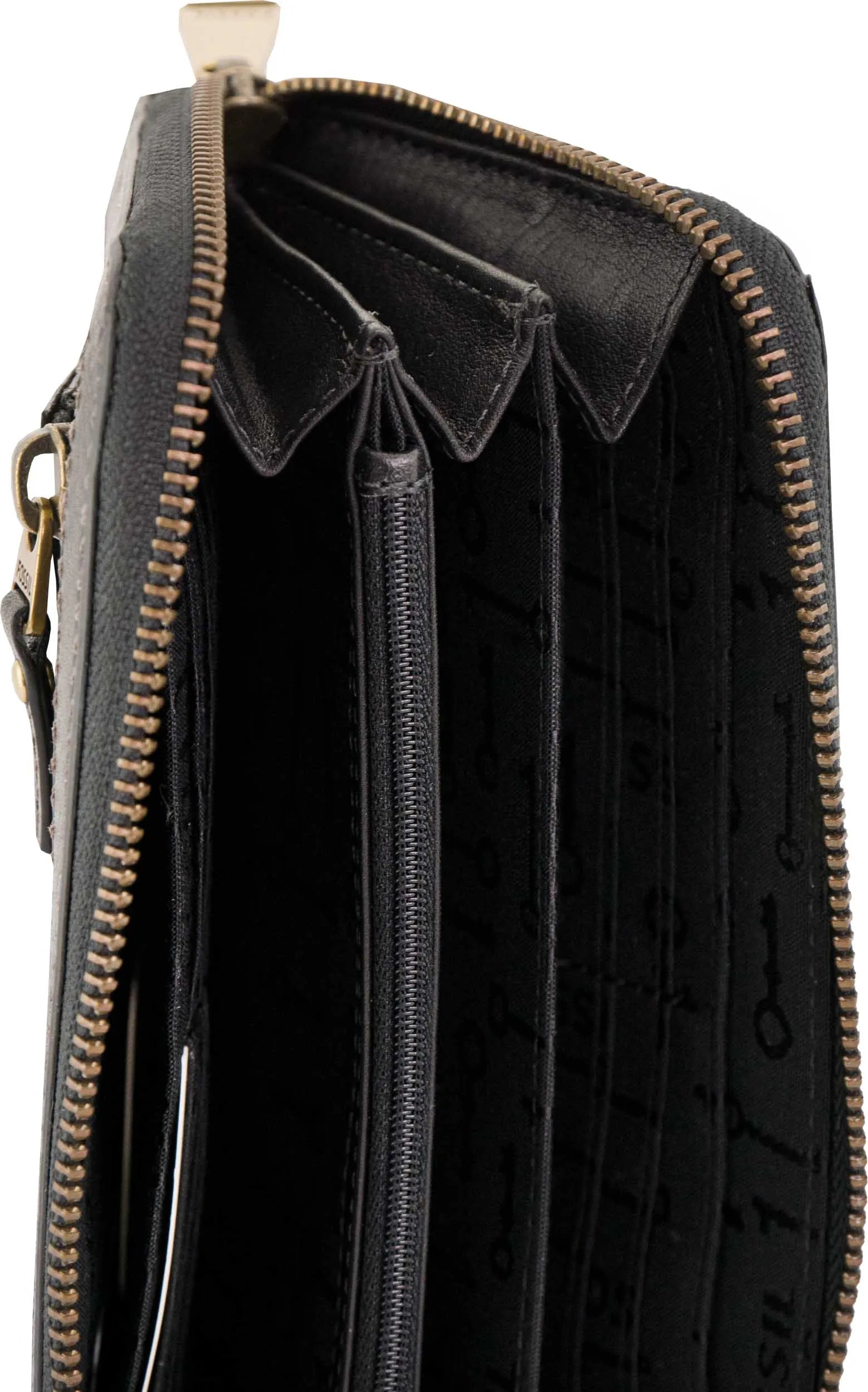 Damenbrieftasche Fossil Wmns Leather Wallet Vri Zip Clutch Schwarz