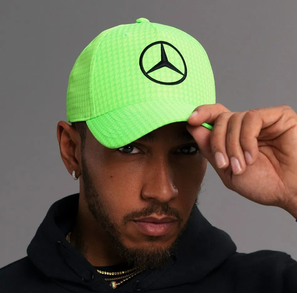 Mercedes Unisex Map F1 Lh Col Driver Bb Cap Neon Green