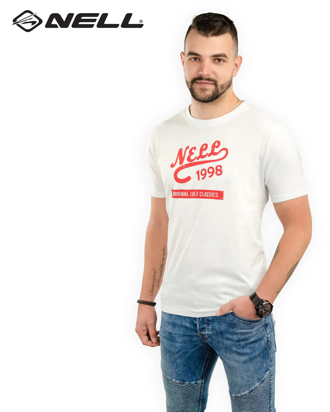 Herr T-shirt Nell Alban Vit