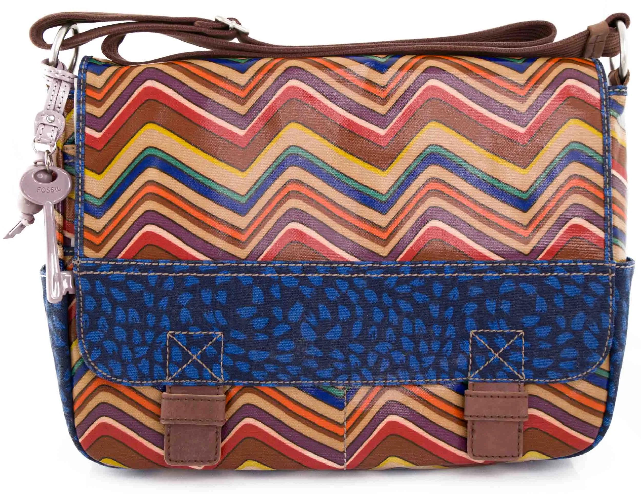 Women's Bag Fossil Wmns Shoulderbag Key-per Messenger Stripe Mix