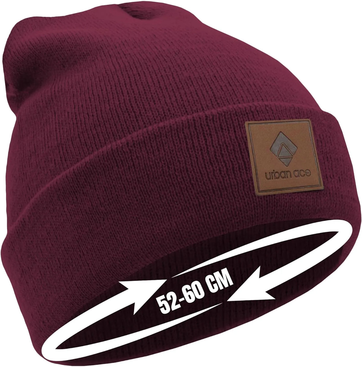 Gorros de invierno Urban Ace Gorros unisex con puños Rubí Borgoña