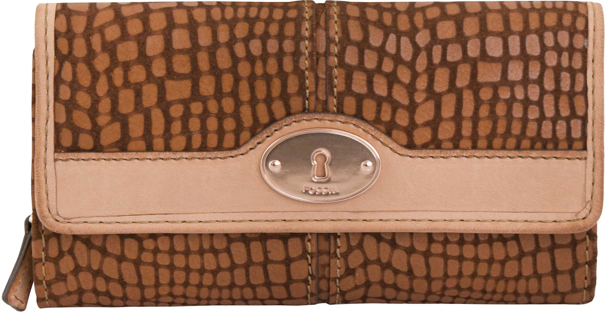 Portofel de damă Portofel din piele fosilă Maddox 24 Clutch Saddle Brown