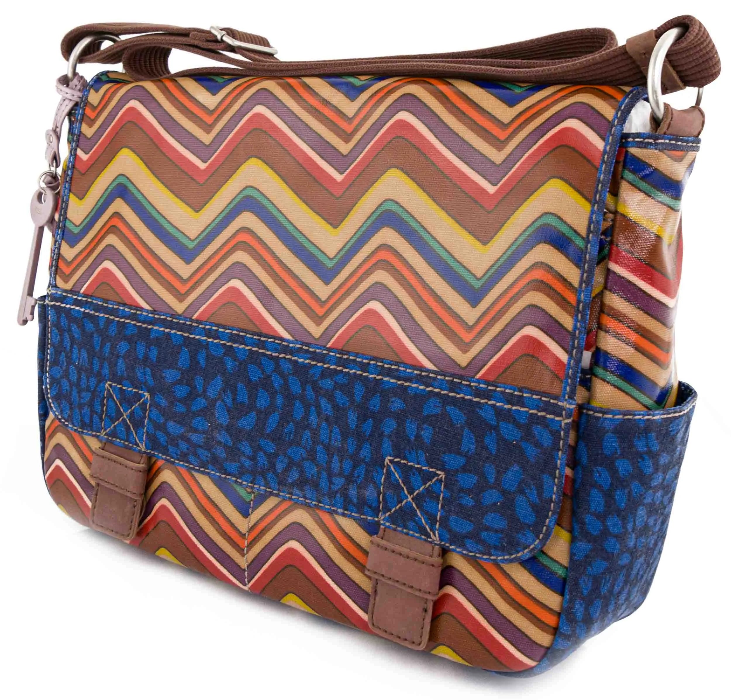 Damestas Fossil Wmns Schoudertas Key-per Messenger Streep Mix