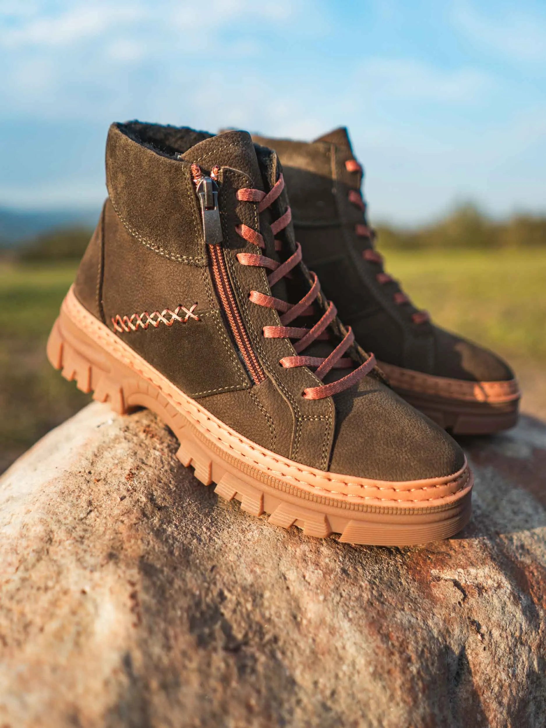 Botas mujer invierno piel nell 207 caqui caqui 39